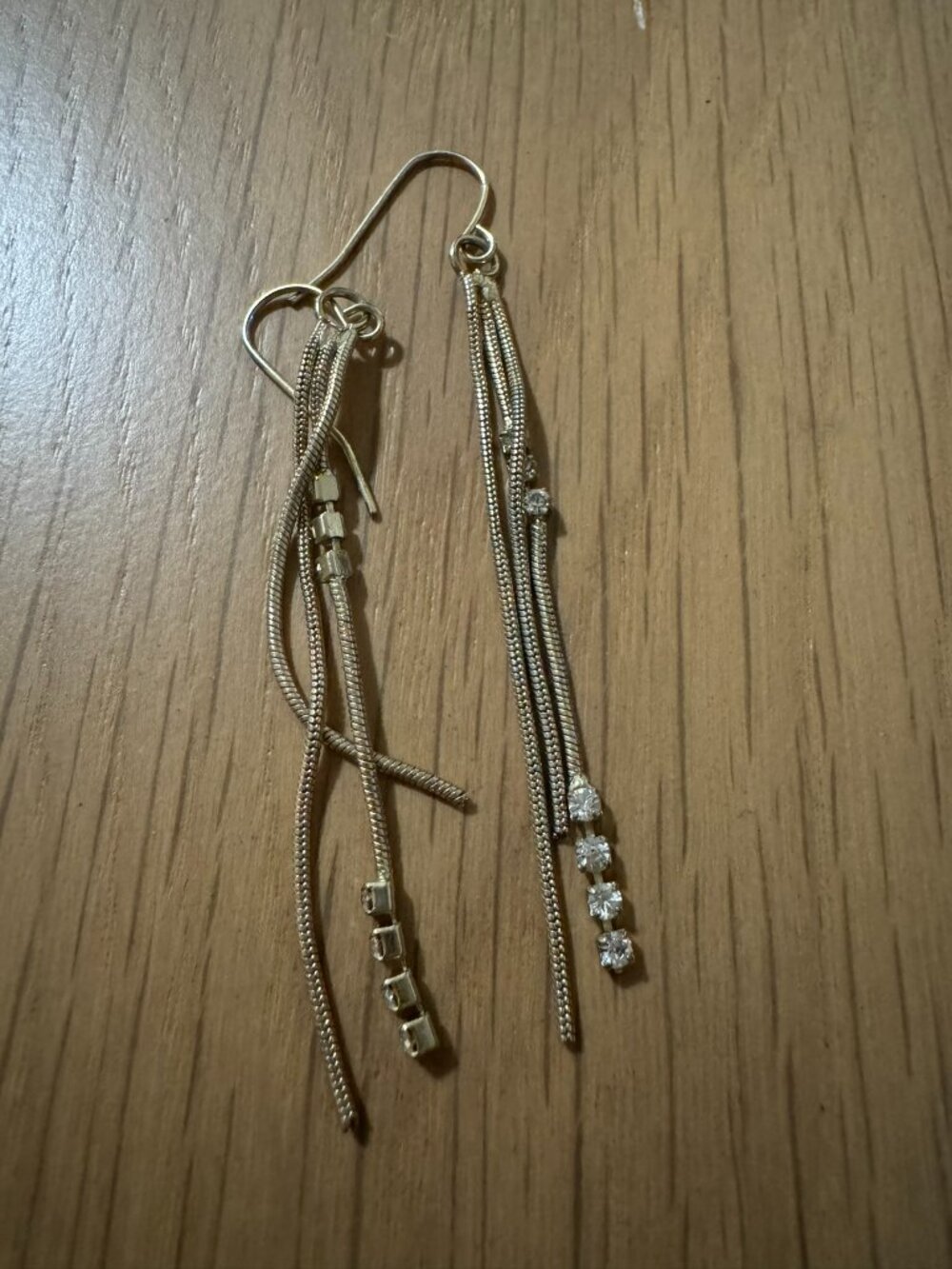 Y2K Silver Snake Chain Rhinestone Fringe Dangle Earrings